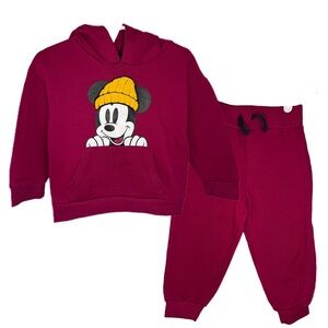 EUC 2T/18m Disney Mickey Mouse sweatshirt & sweat pants tracksuit MISMATCH Size